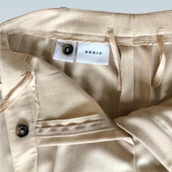 Akris Ivory Wool Trousers • Tailored Straight Leg • Size 10 - Picture 4 of 6